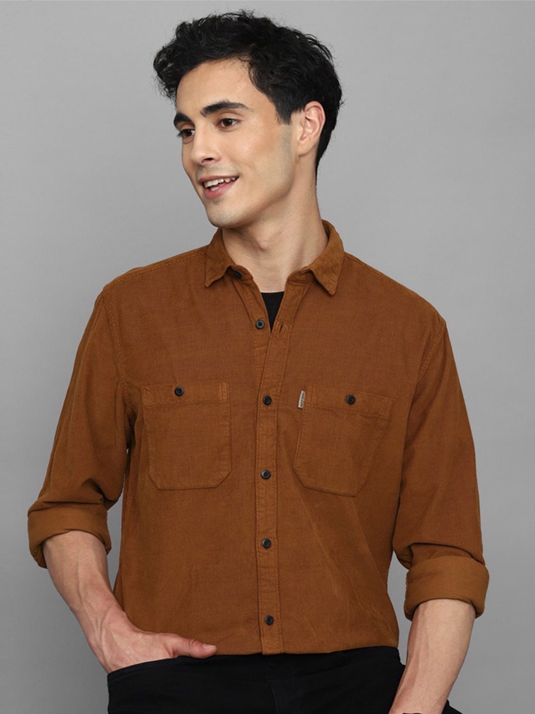 

Louis Philippe Jeans Men Slim Fit Opaque Pure Cotton Casual Shirt, Brown
