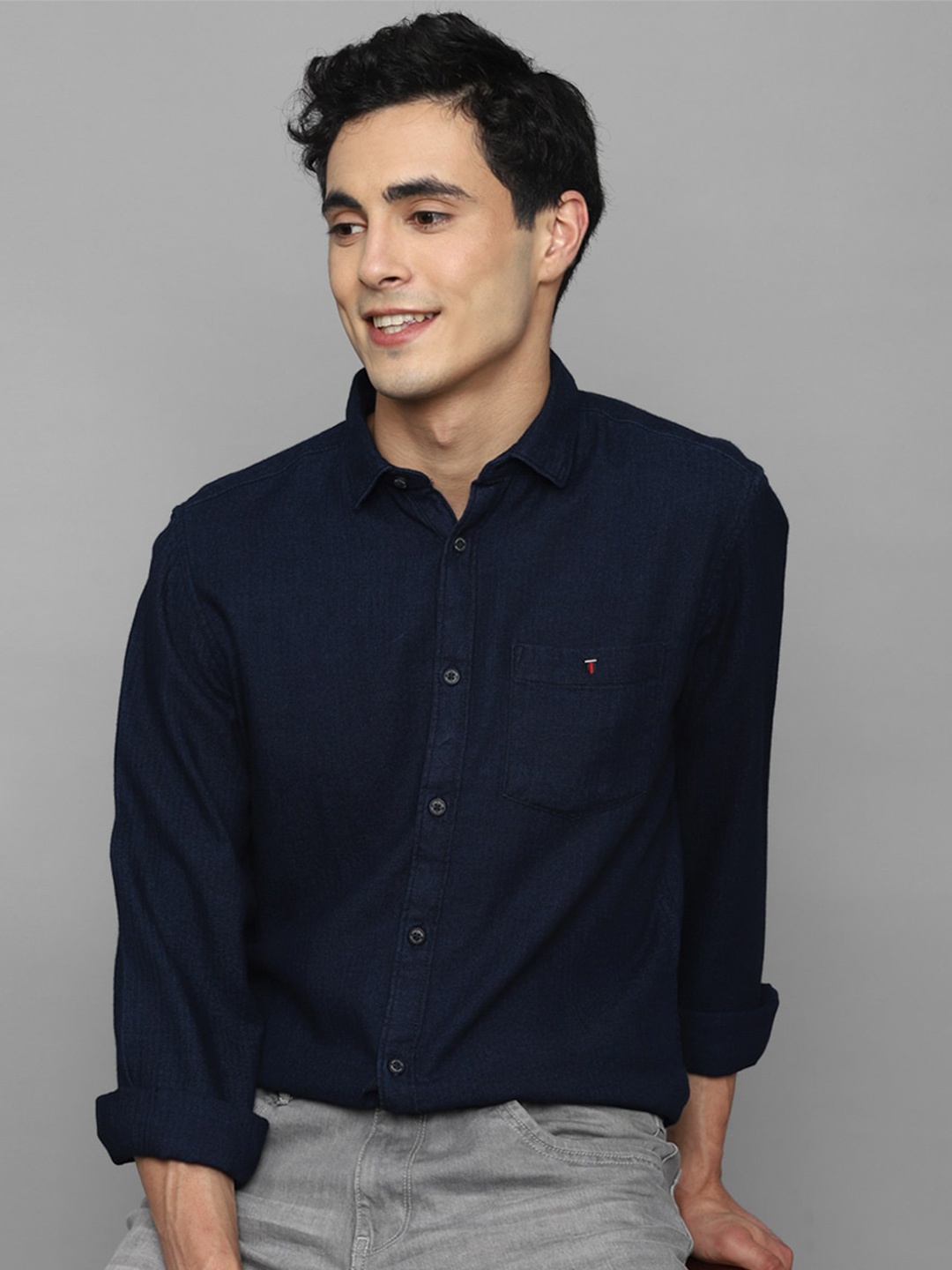 

Louis Philippe Jeans Men Navy Blue Slim Fit Opaque Pure Cotton Casual Shirt