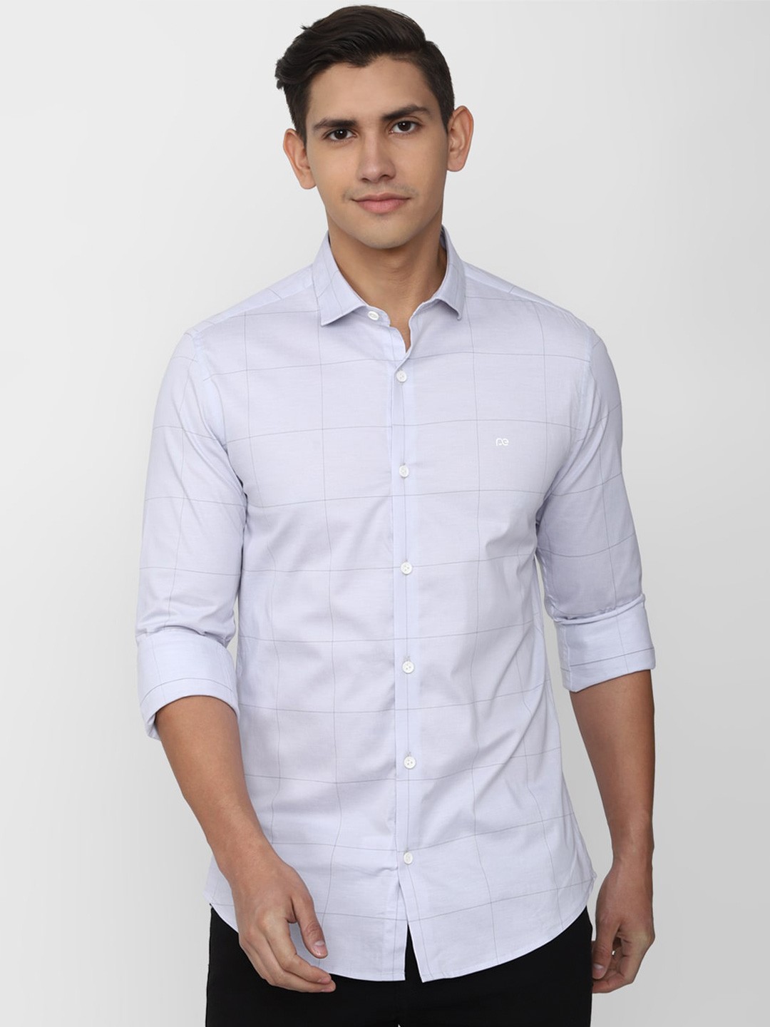

Peter England Men Slim Fit Checked Casual Shirt, Blue