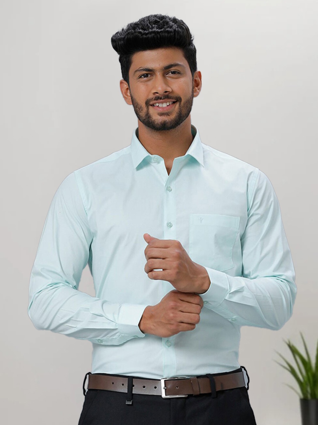 

Ramraj Men Cotton Long Sleeves Opaque Formal Shirt, Blue