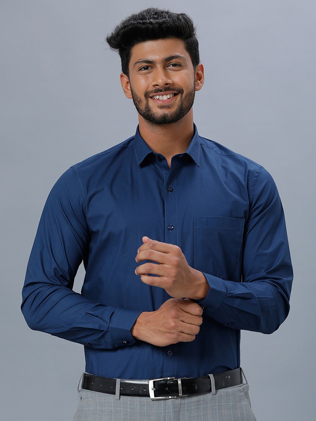 

Ramraj Men Cotton Long Sleeves Opaque Formal Shirt, Blue