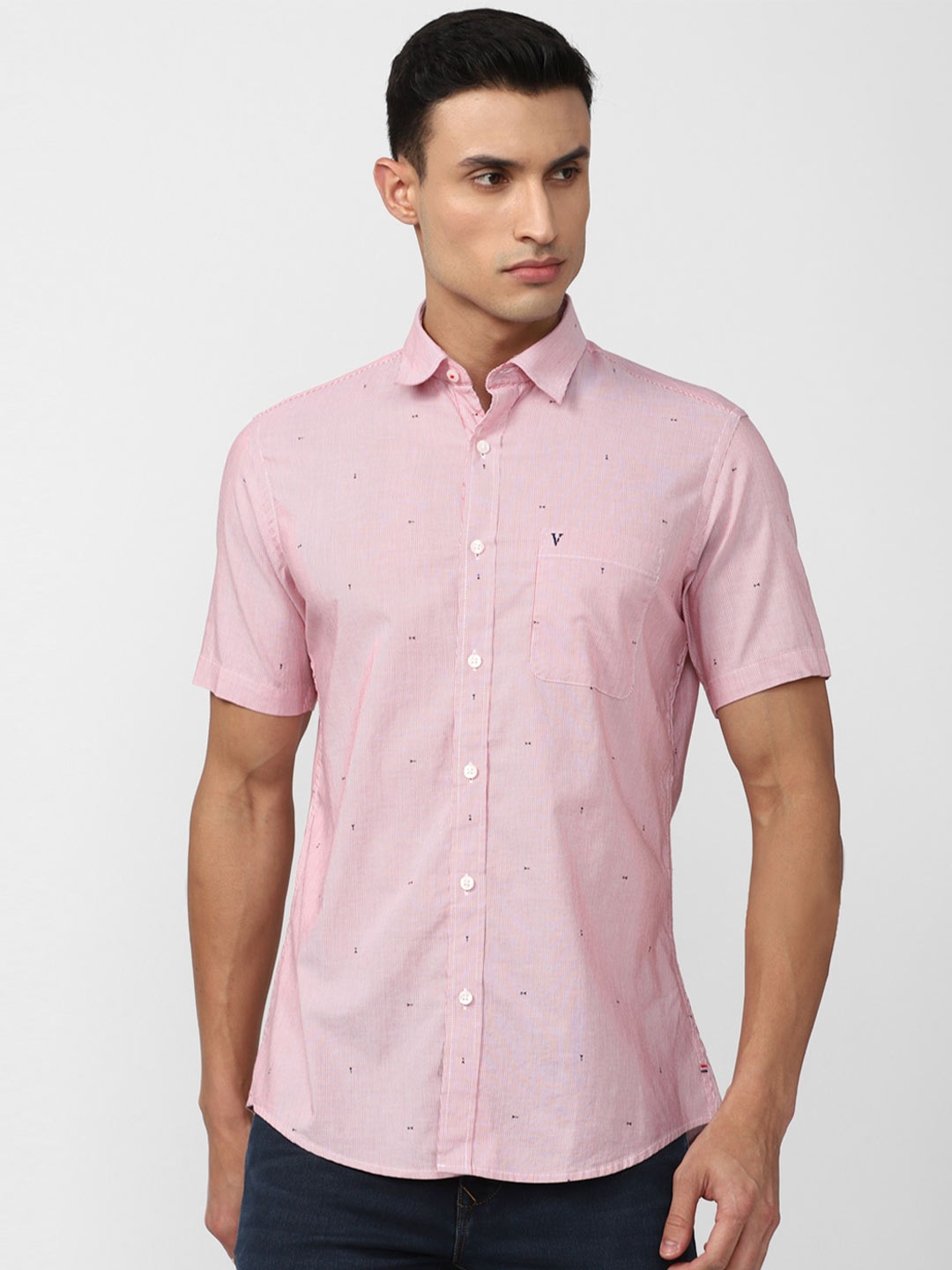 

Van Heusen Sport Slim Fit Opaque Printed Casual Shirt, Pink