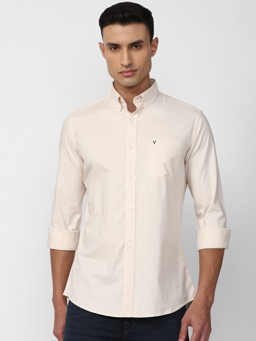 

Van Heusen Sport Slim Fit Opaque Casual Shirt, Cream