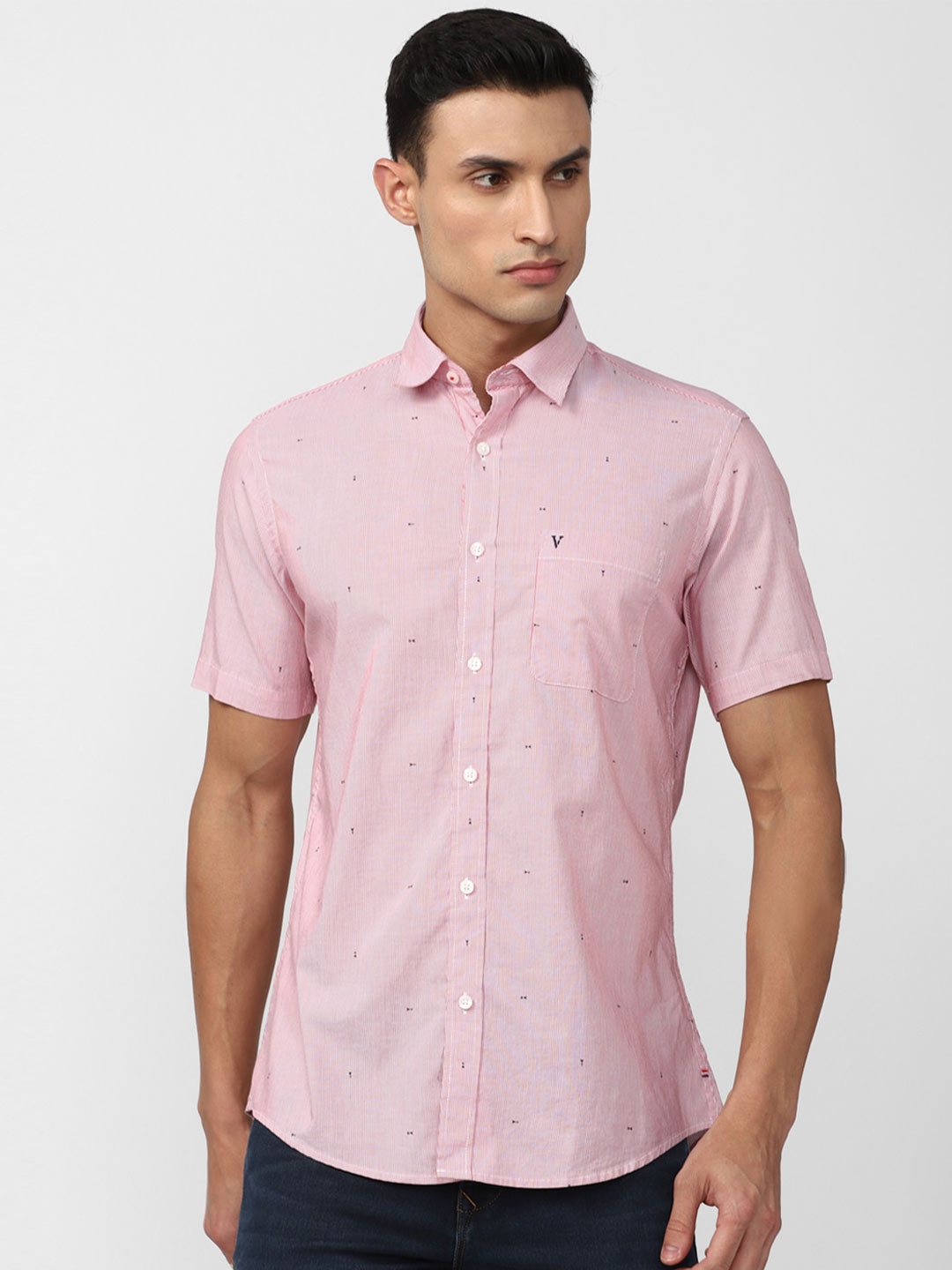 

Van Heusen Sport Slim Fit Opaque Printed Casual Shirt, Pink