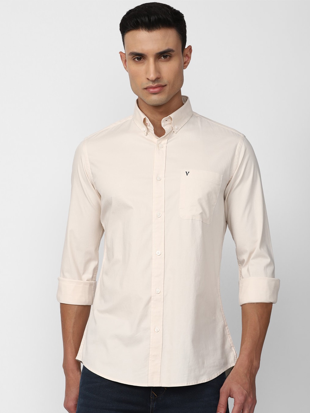 

Van Heusen Sport Slim Fit Opaque Casual Shirt, Cream