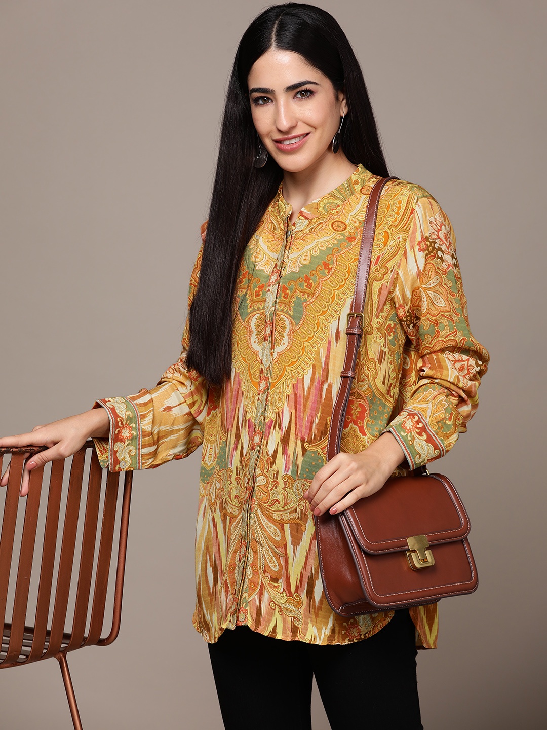 

Ritu Kumar Relaxed Opaque Printed Casual Shirt, Mustard