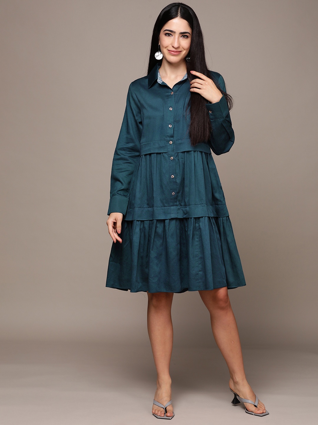 

Ritu Kumar A-Line Tiered Dress, Teal