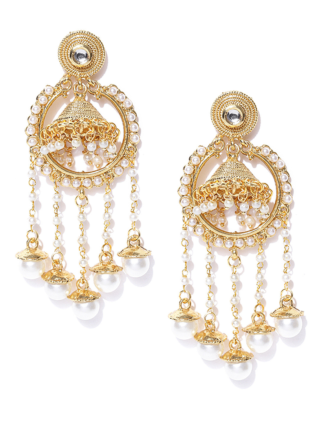 

Zaveri Pearls Off-White Gold-Plated Jhumkas