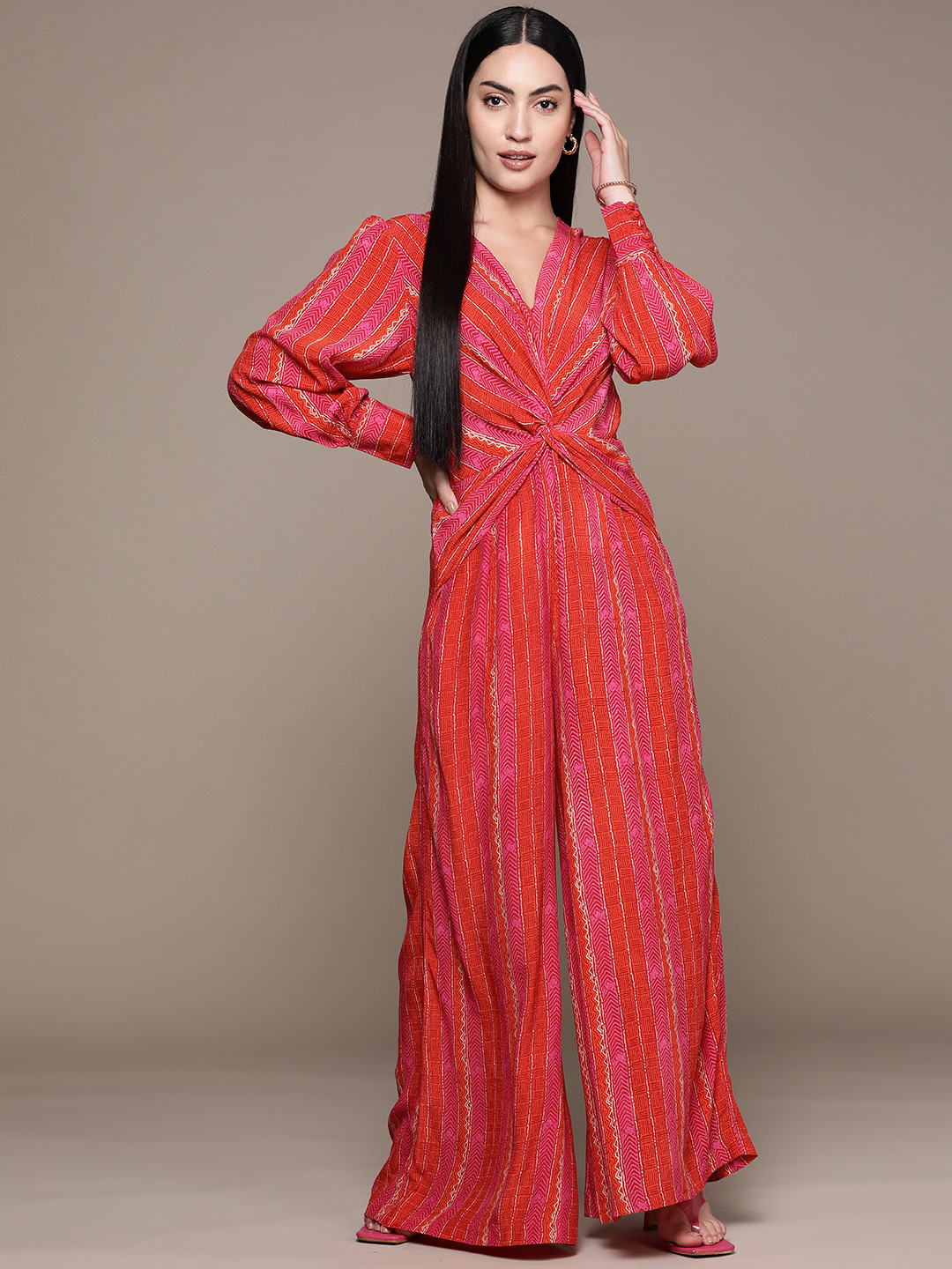 

Ritu Kumar Printed Knotted Jumpsuit, Pink