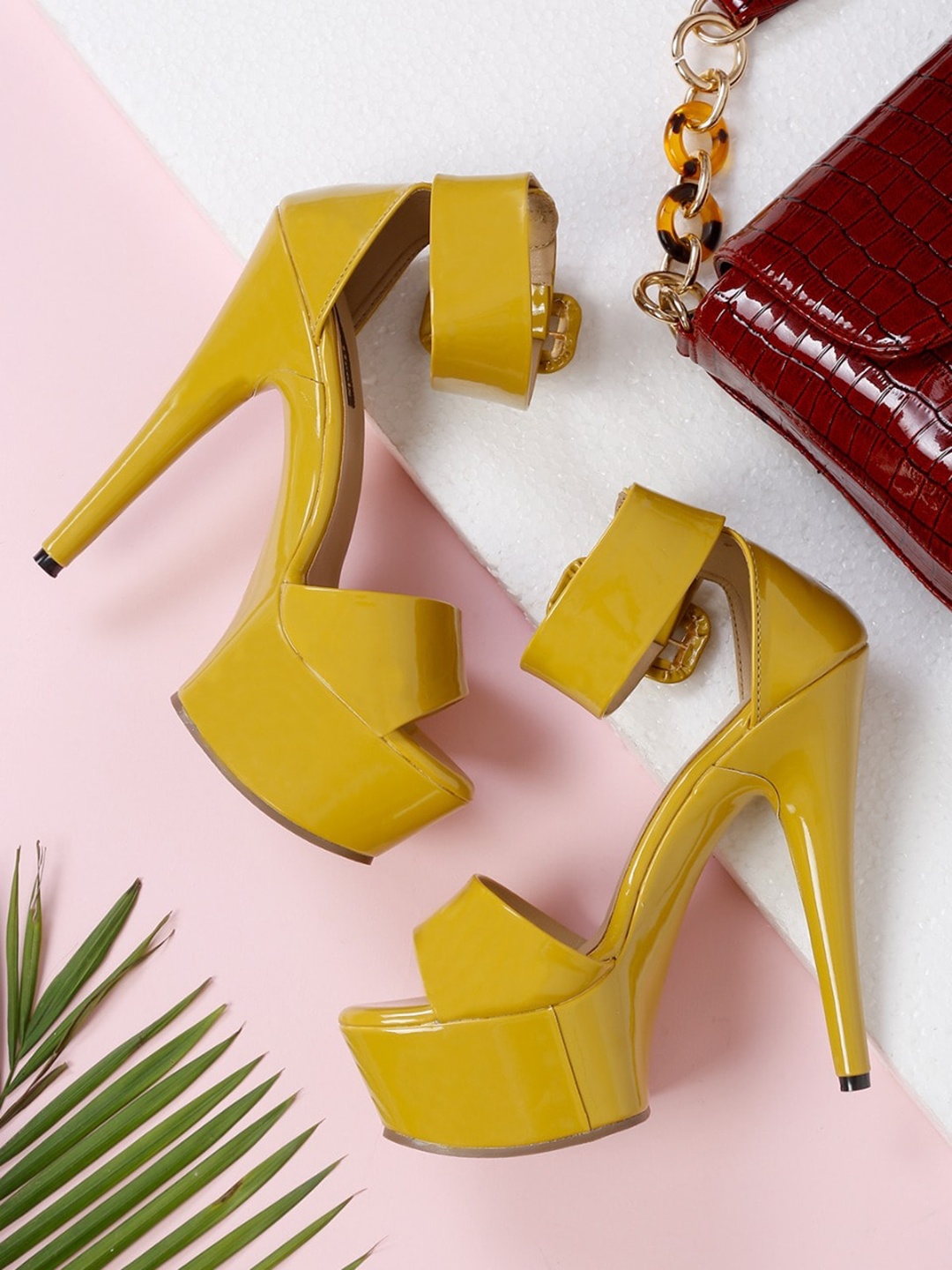 

Flat n Heels Ankle Looped Stiletto Heels, Yellow