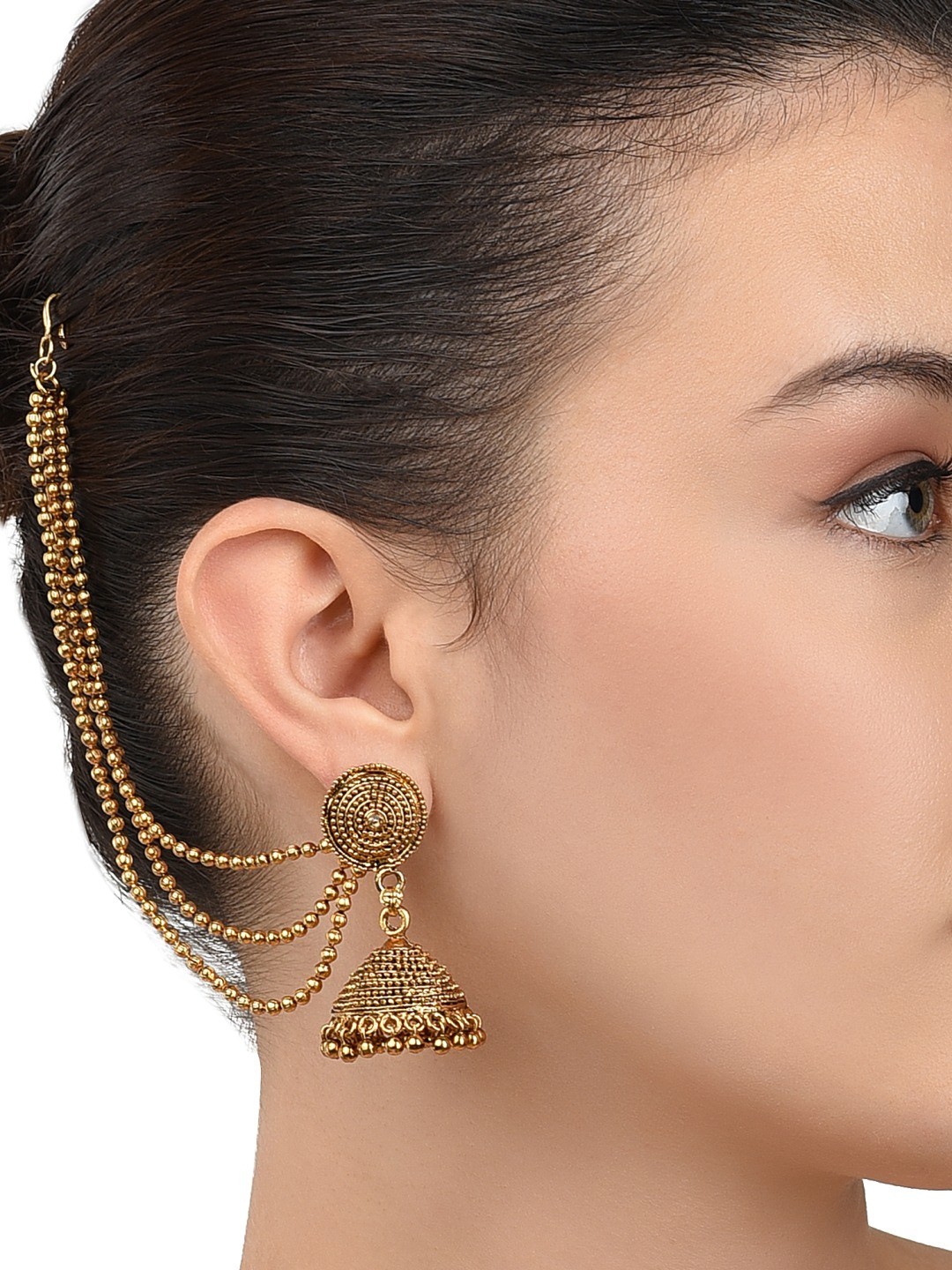 

Zaveri Pearls Gold-Plated Dome Shaped Jhumkas