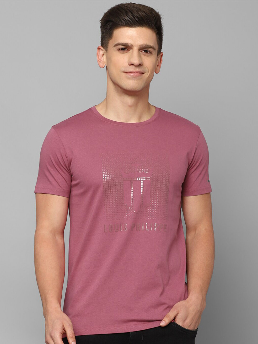 

Louis Philippe Sport Typography Printed Slim Fit Pure Cotton T-shirt, Pink