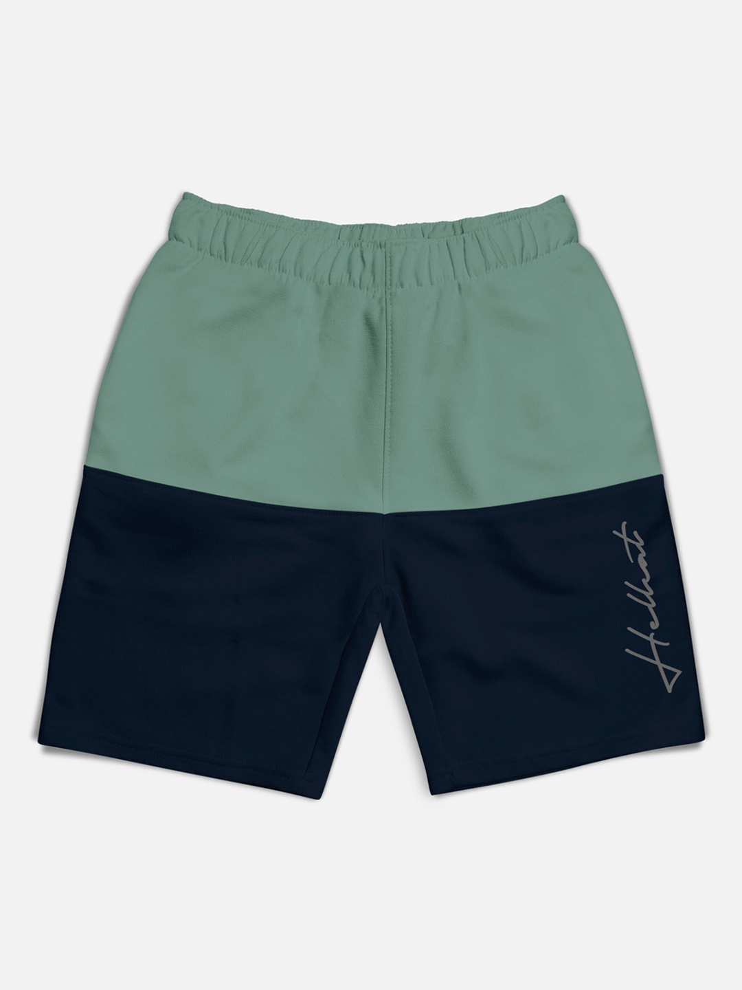 

HELLCAT Boys Mid Rise Colorblocked Cotton Sports Shorts, Sea green