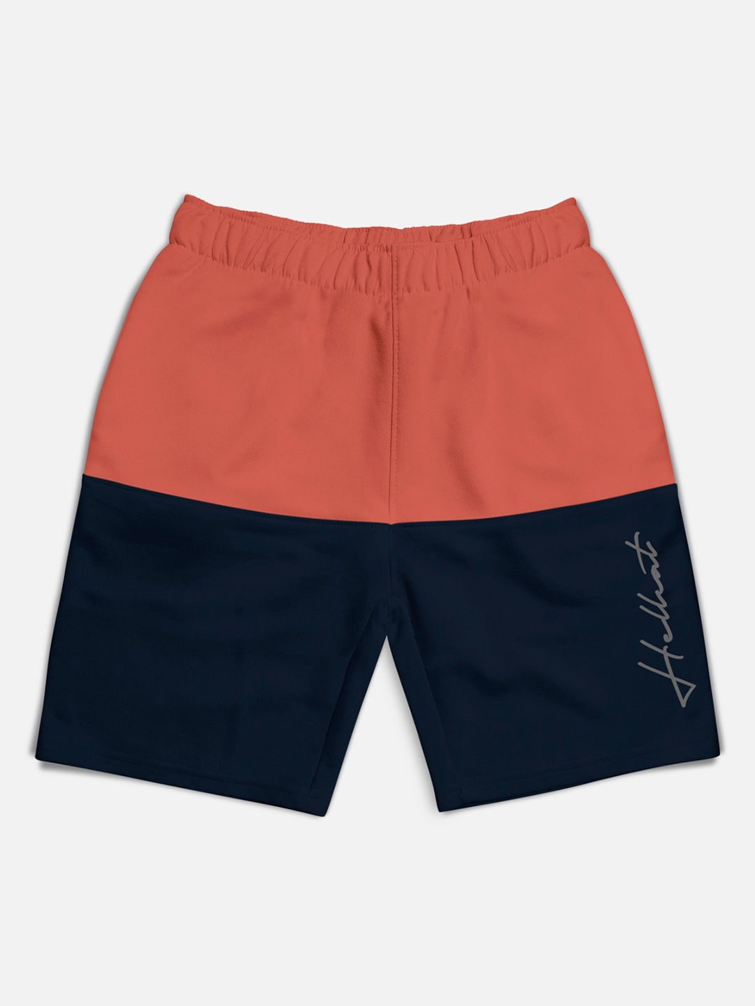 

HELLCAT Boys Mid Rise Colourblocked Cotton Shorts, Orange
