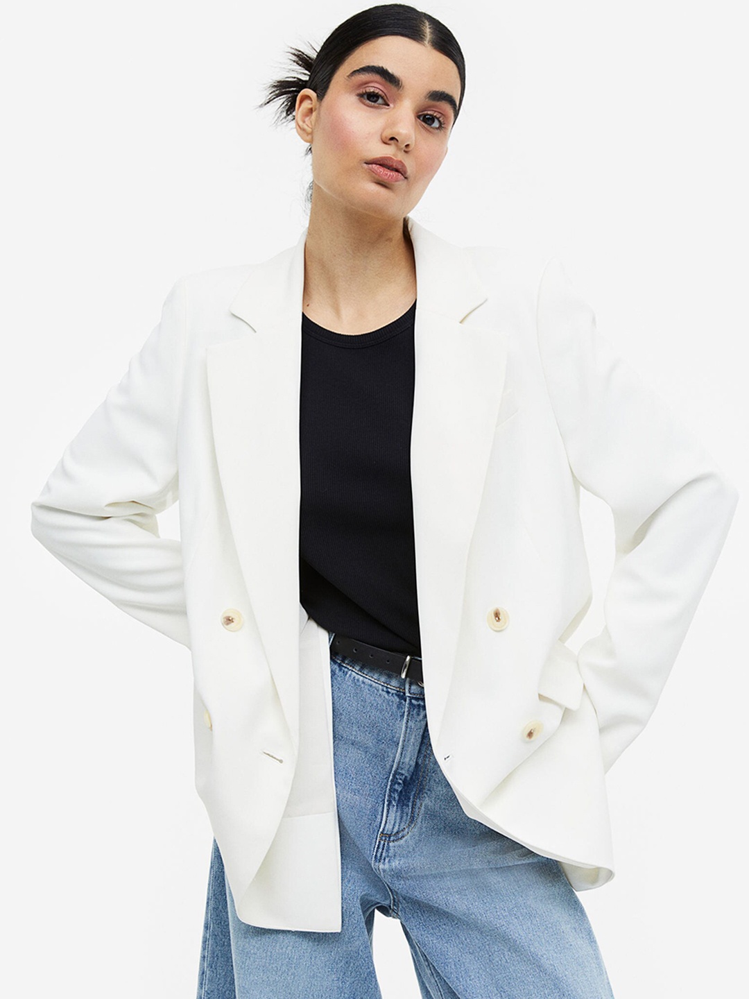 

H&M Double-Breasted Blazer, White
