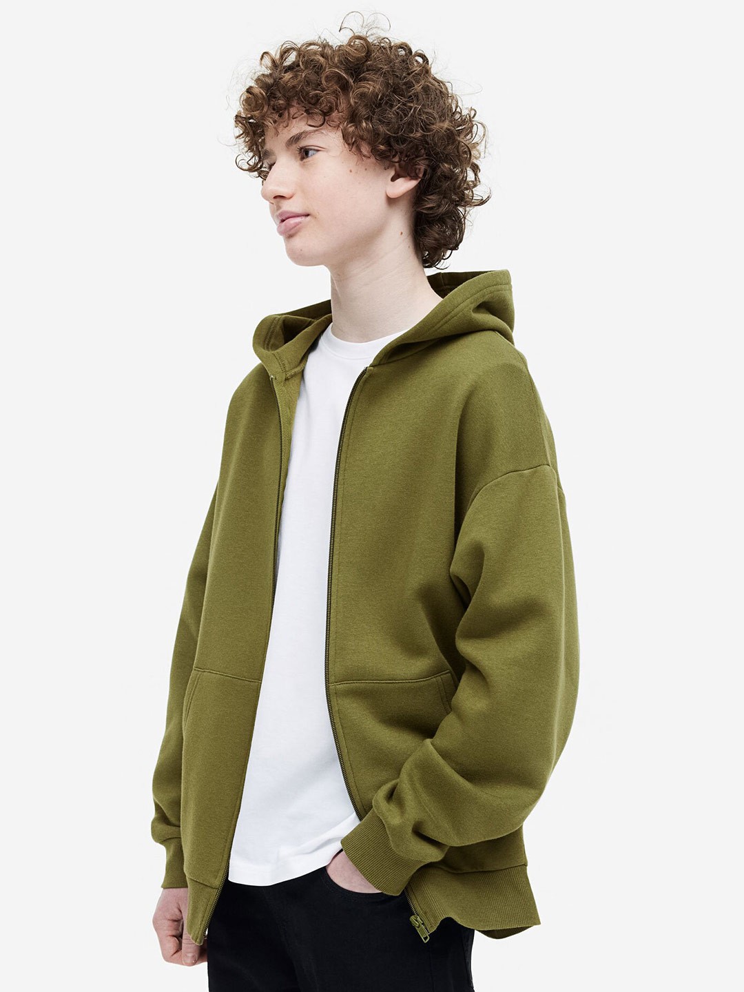

H&M Boys Zip-Through Hoodie, Olive