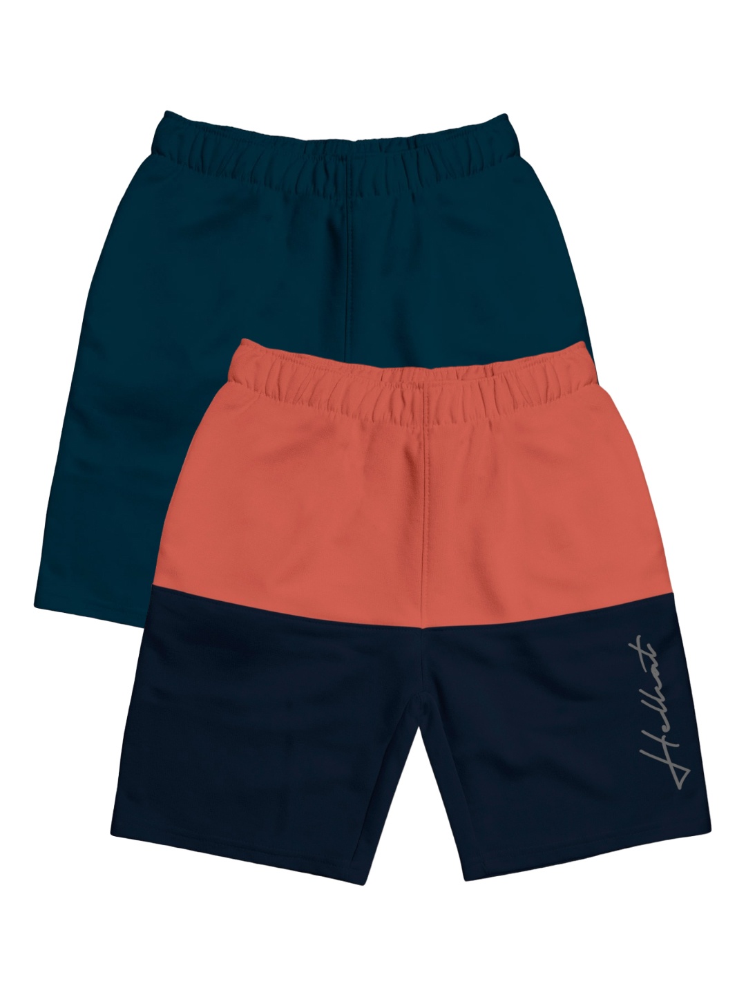 

HELLCAT Boys Pack Of 2 Colourblocked Cotton Shorts, Orange