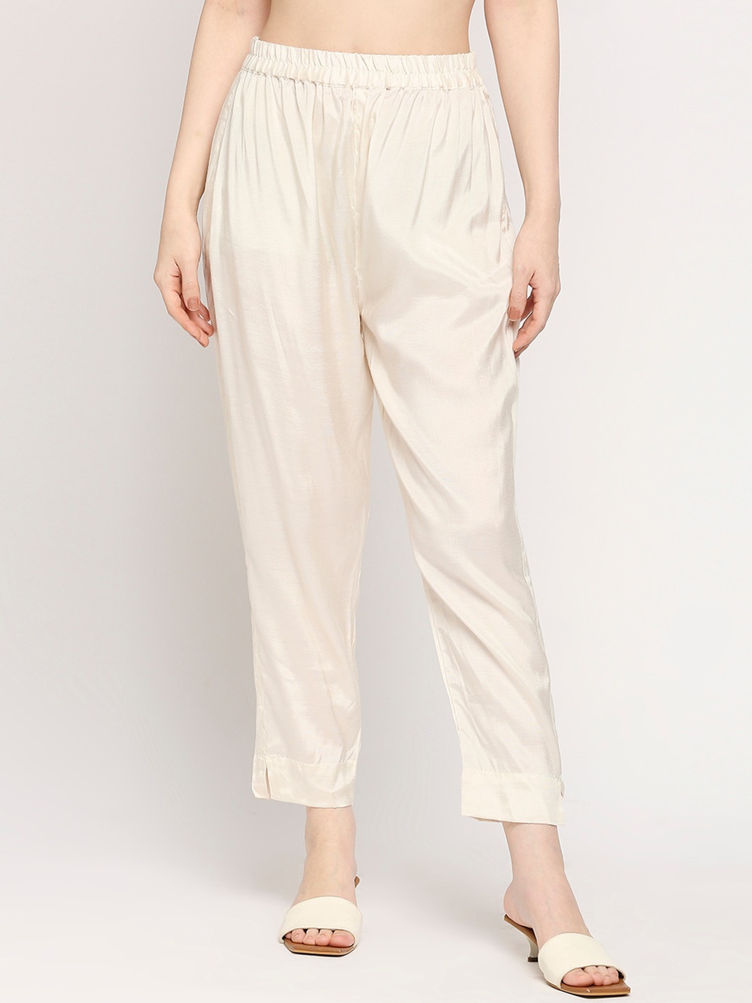 

Cloth Haus India Women Relaxed Sheen Regular Fit Shantoon Trousers, White