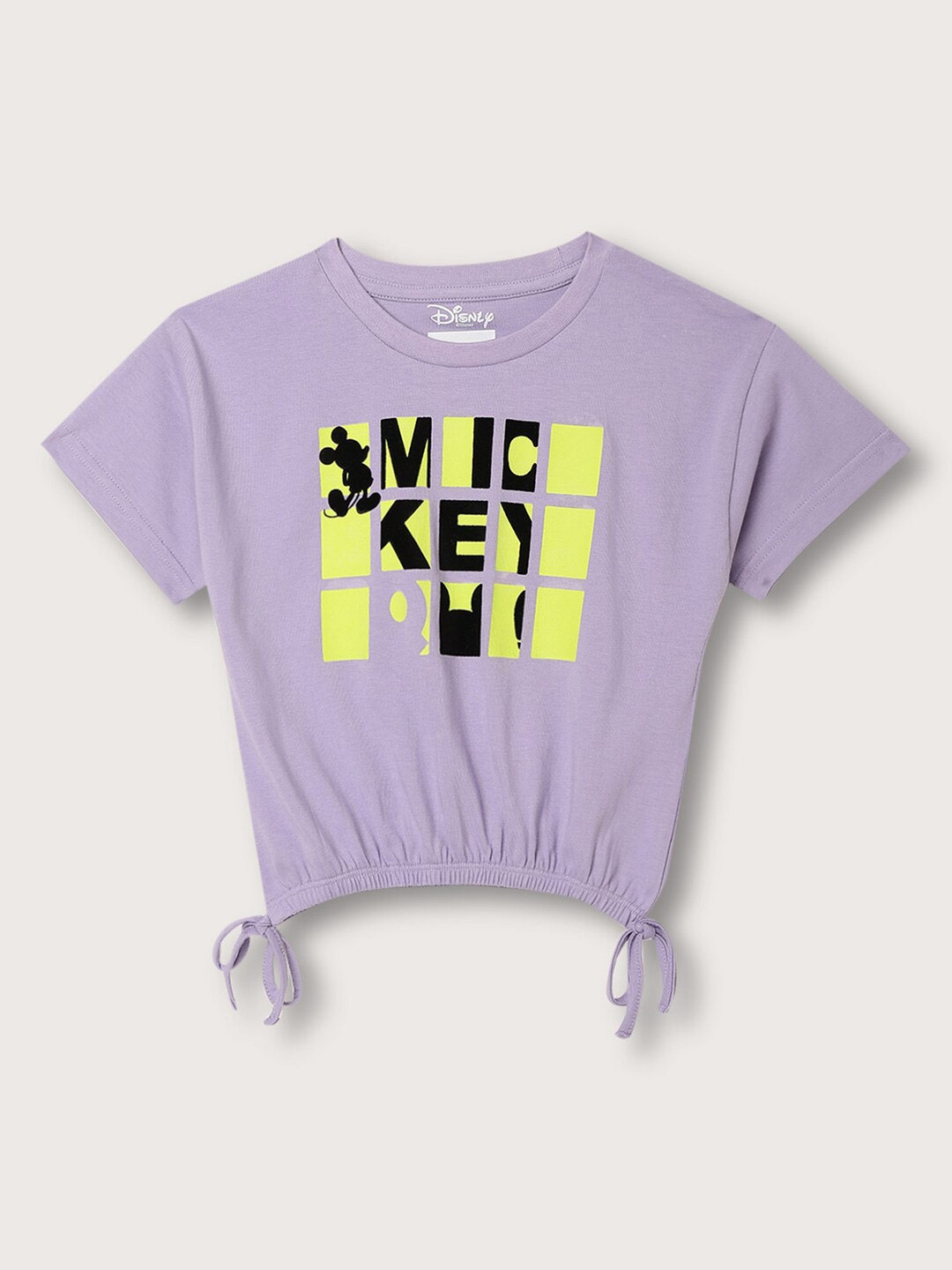 

Blue Giraffe Girls Mickey Mouse Printed Pure Cotton T-shirt, Purple