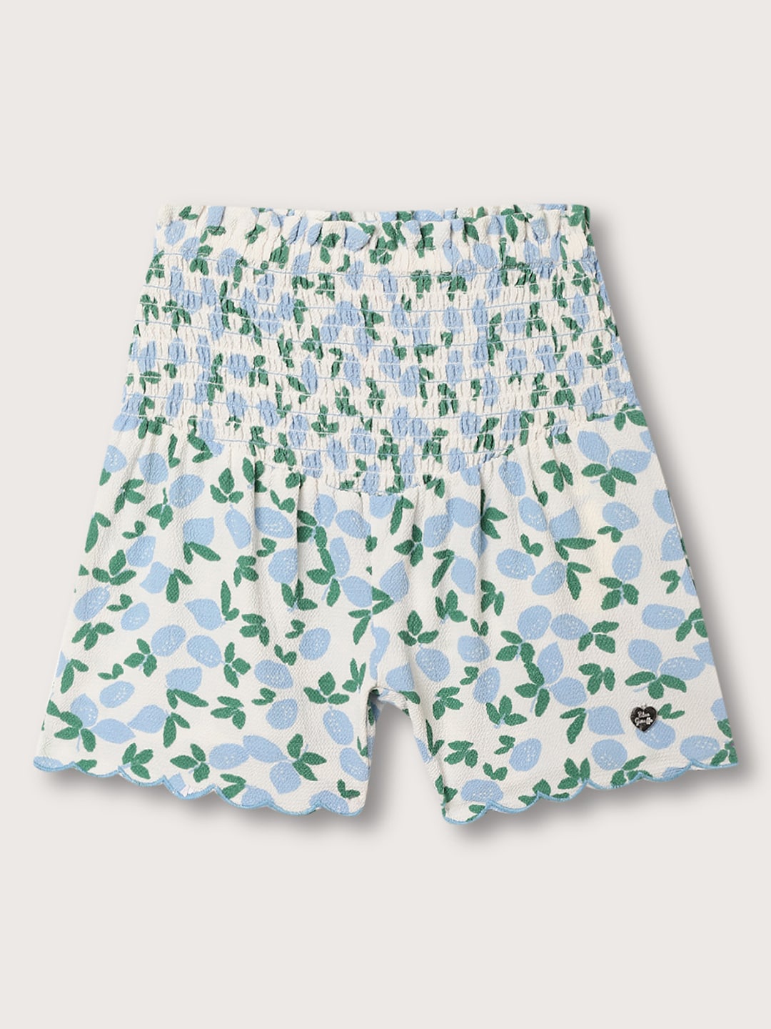 

Blue Giraffe Girls Floral Printed Shorts, Cream