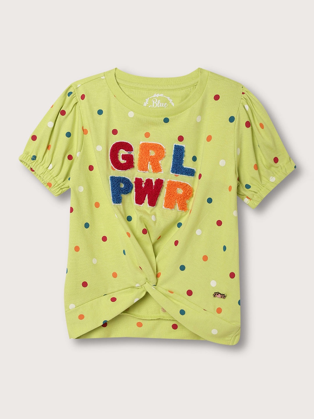 

Blue Giraffe Girls Printed Pure Cotton T-shirt, Green
