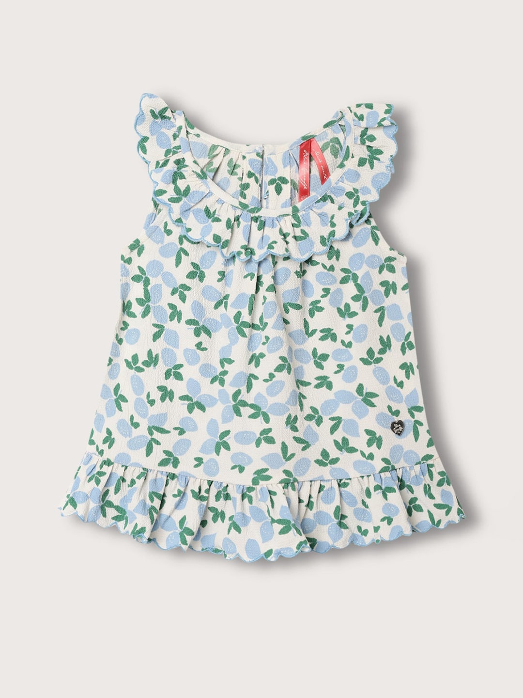 

Blue Giraffe Girls Floral Printed Sleeveless Top, Cream
