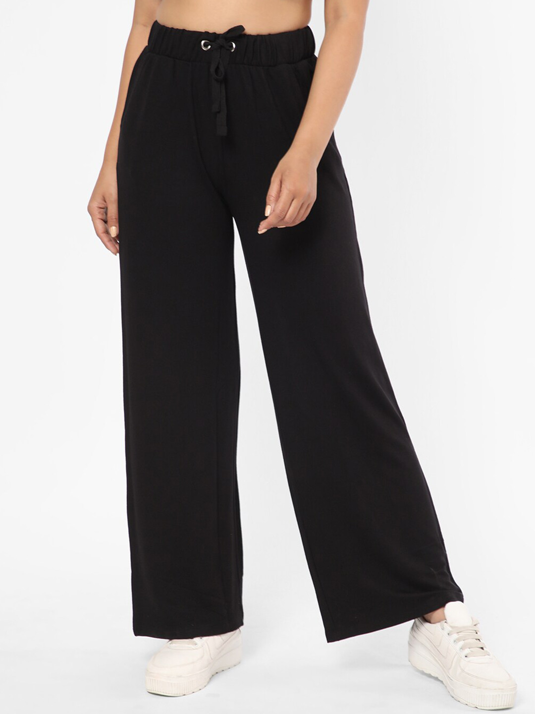 

R&B Women Regular Fit High-Rise Parallel Trousers, Black
