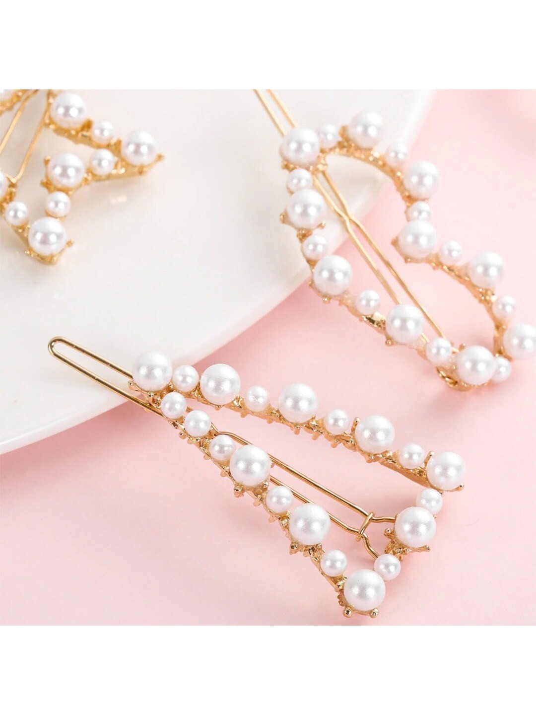 

Krelin Women Set of 8 Crystal & Pearls Embellished Bobby Pins, Gold