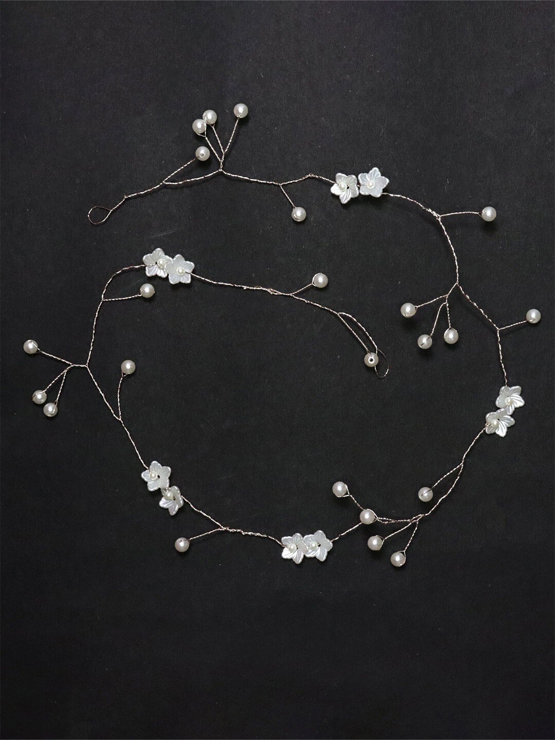 

Krelin Women Beaded Metal Floral Tiara, White