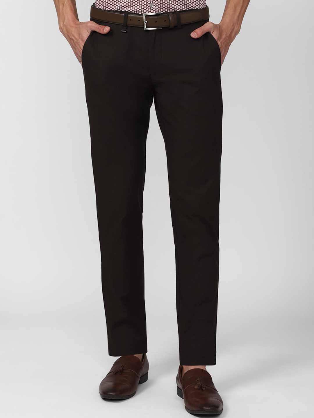 

Van Heusen Men Slim Fit Mid-Rise Formal Trousers, Coffee brown