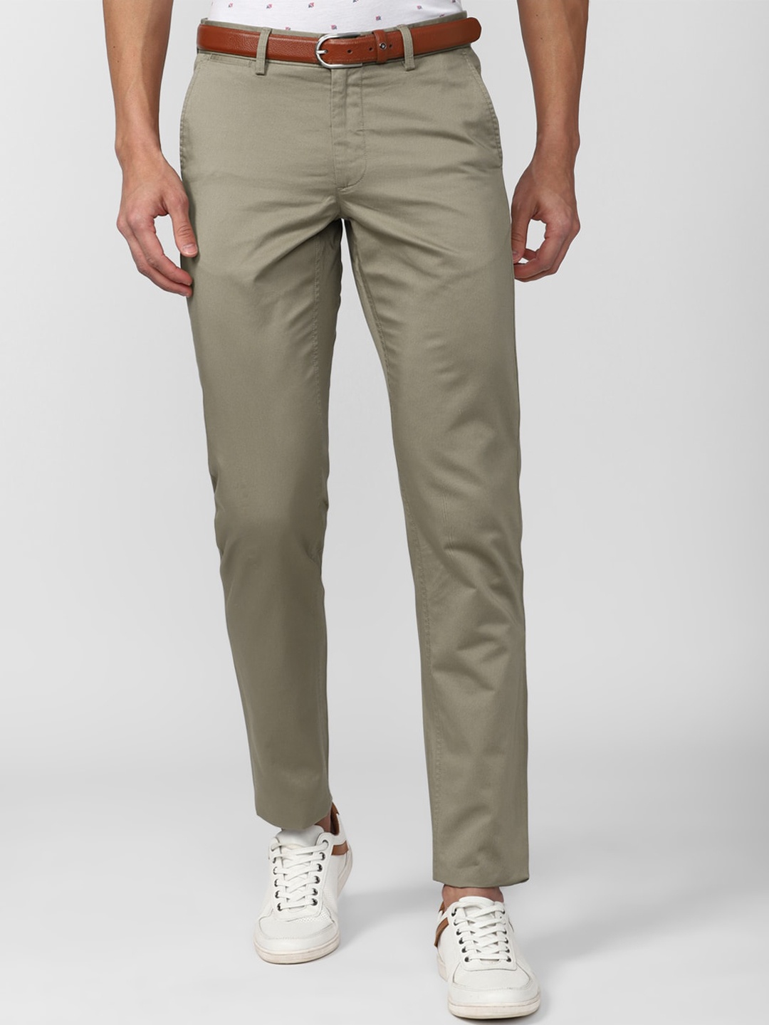 

Van Heusen Sport Men Slim Fit Mid-Rise Pure Cotton Trousers, Olive