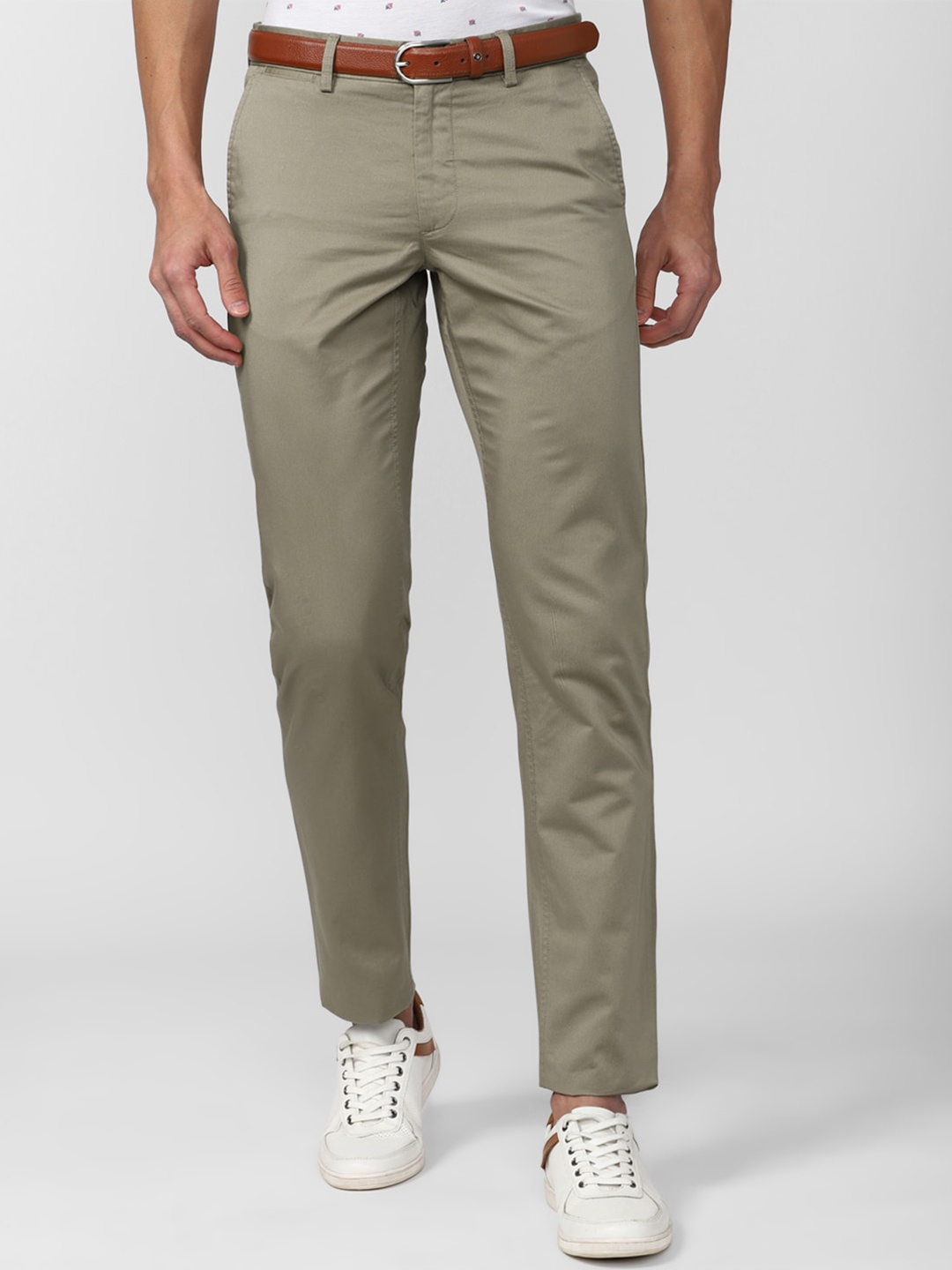 

Van Heusen Sport Men Slim Fit Mid-Rise Pure Cotton Trousers, Olive
