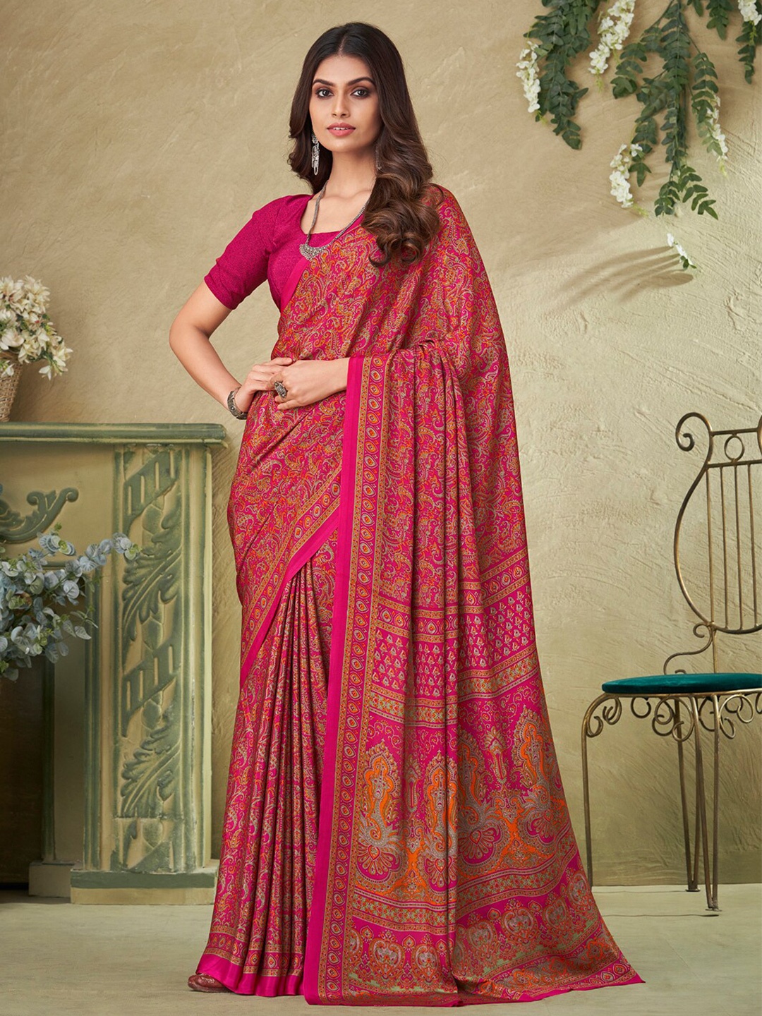 

Kasak Ethnic Printed Saree, Pink