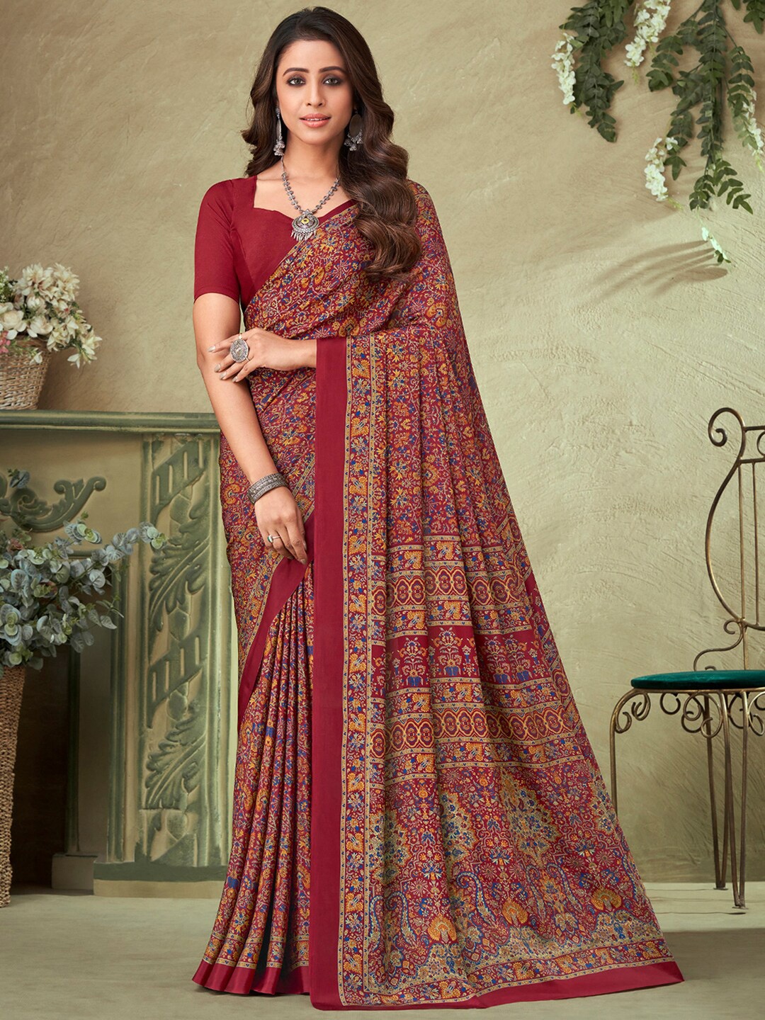 

Kasak Ethnic Printed Saree, Maroon