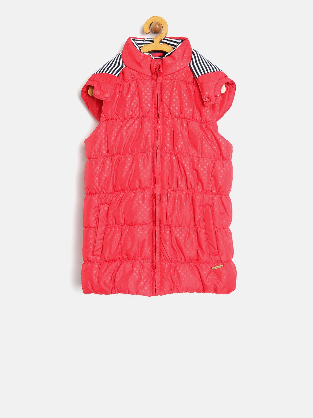 

U.S. Polo Assn. Kids Girls Red Printed Hooded Puffer Jacket