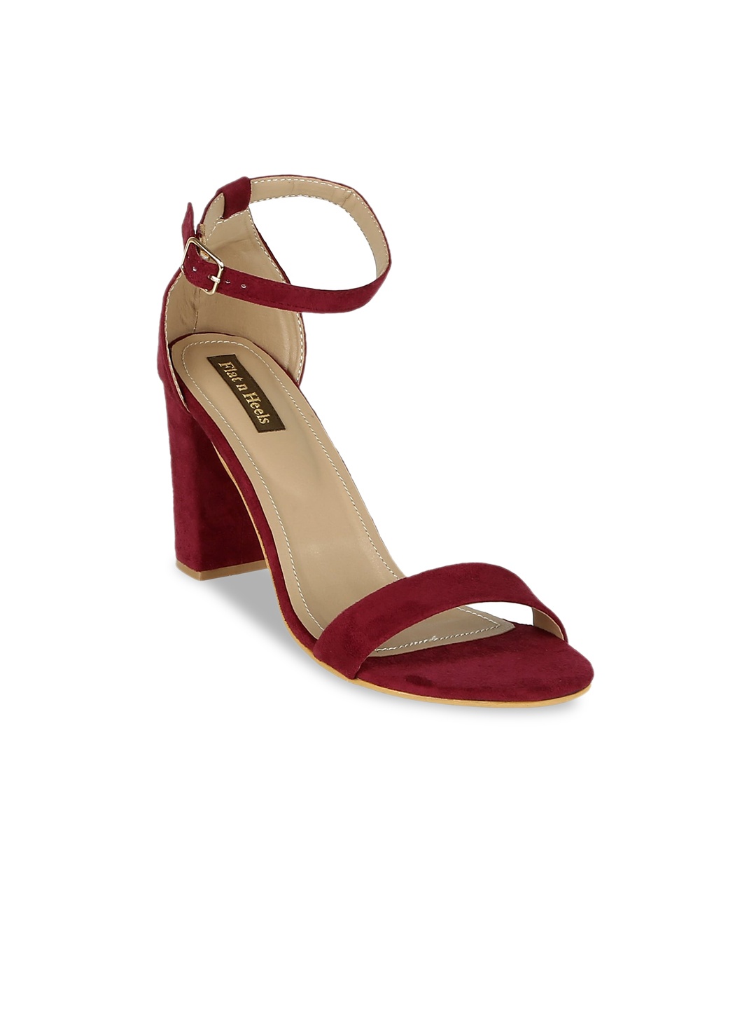 

Flat n Heels Open Toe Suede Block Heels, Maroon