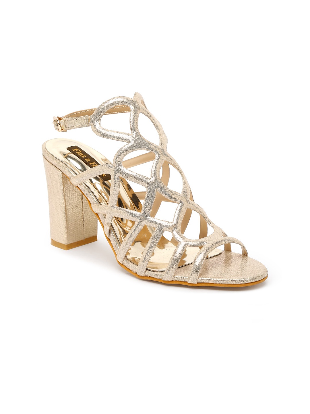 

Flat n Heels Block Heels Gladiators, Gold