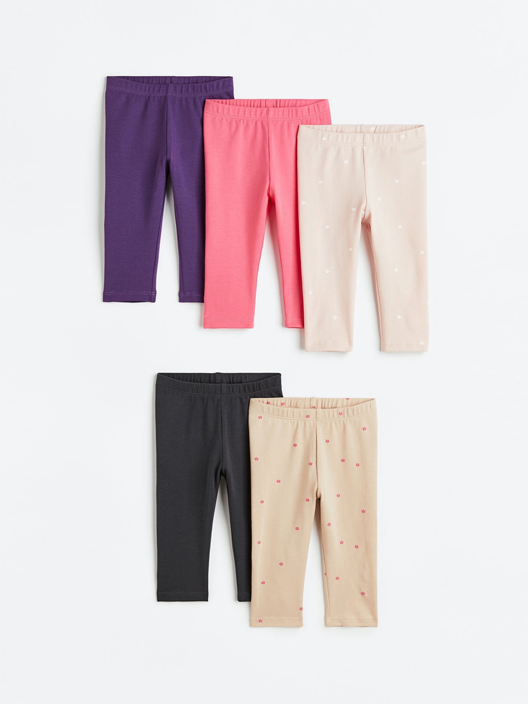 

H&M Boys 5-Pack Cotton Leggings, Beige