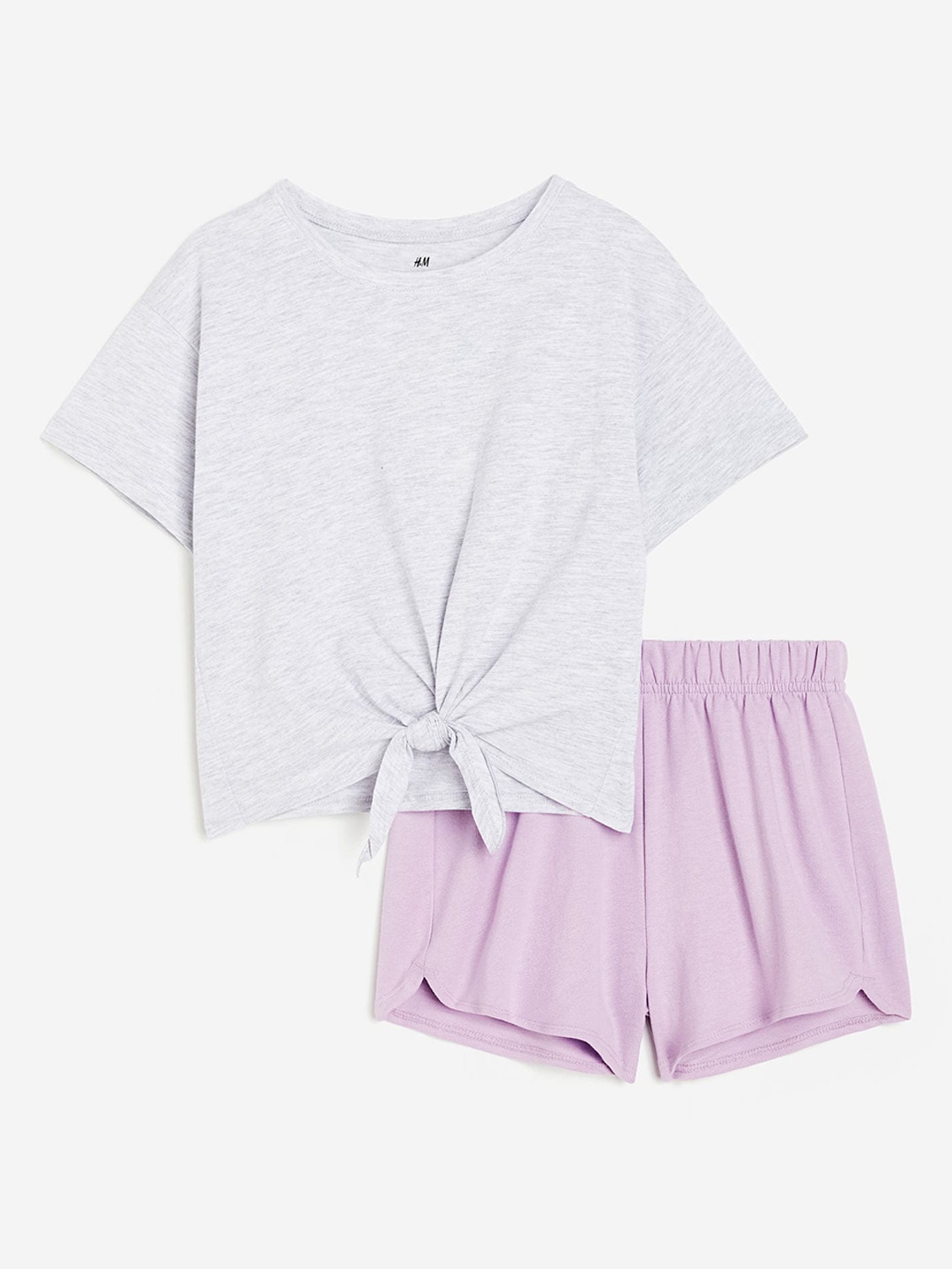 

H&M Girls 2-Piece Pure Cotton Set, Grey