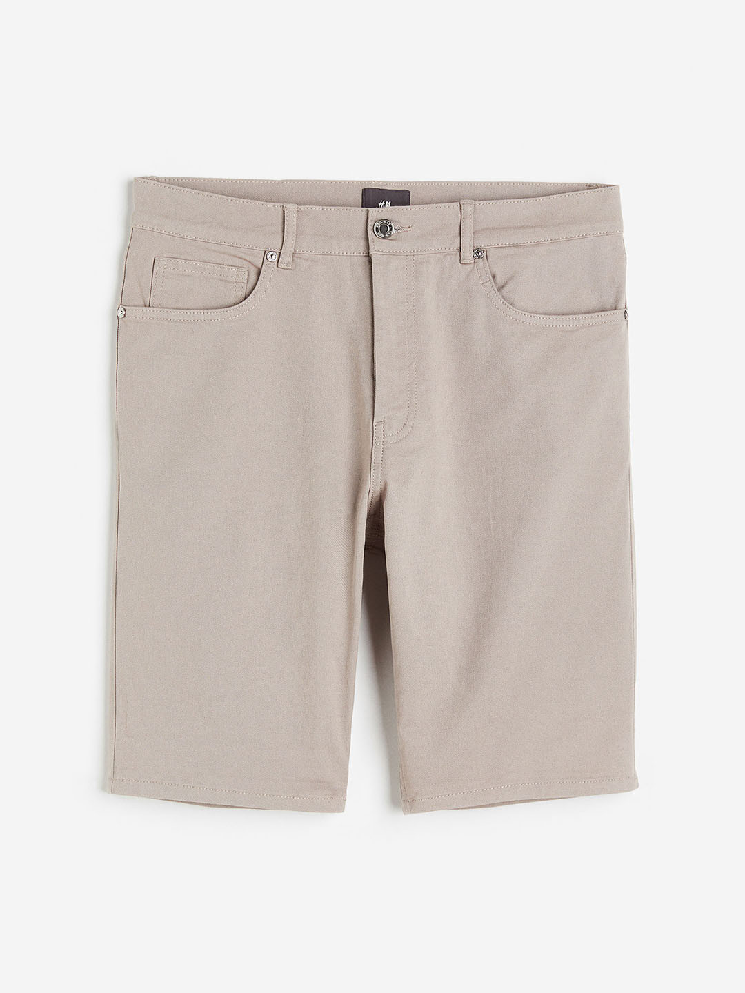 

H&M Men Slim Fit Cotton Twill Shorts, Beige