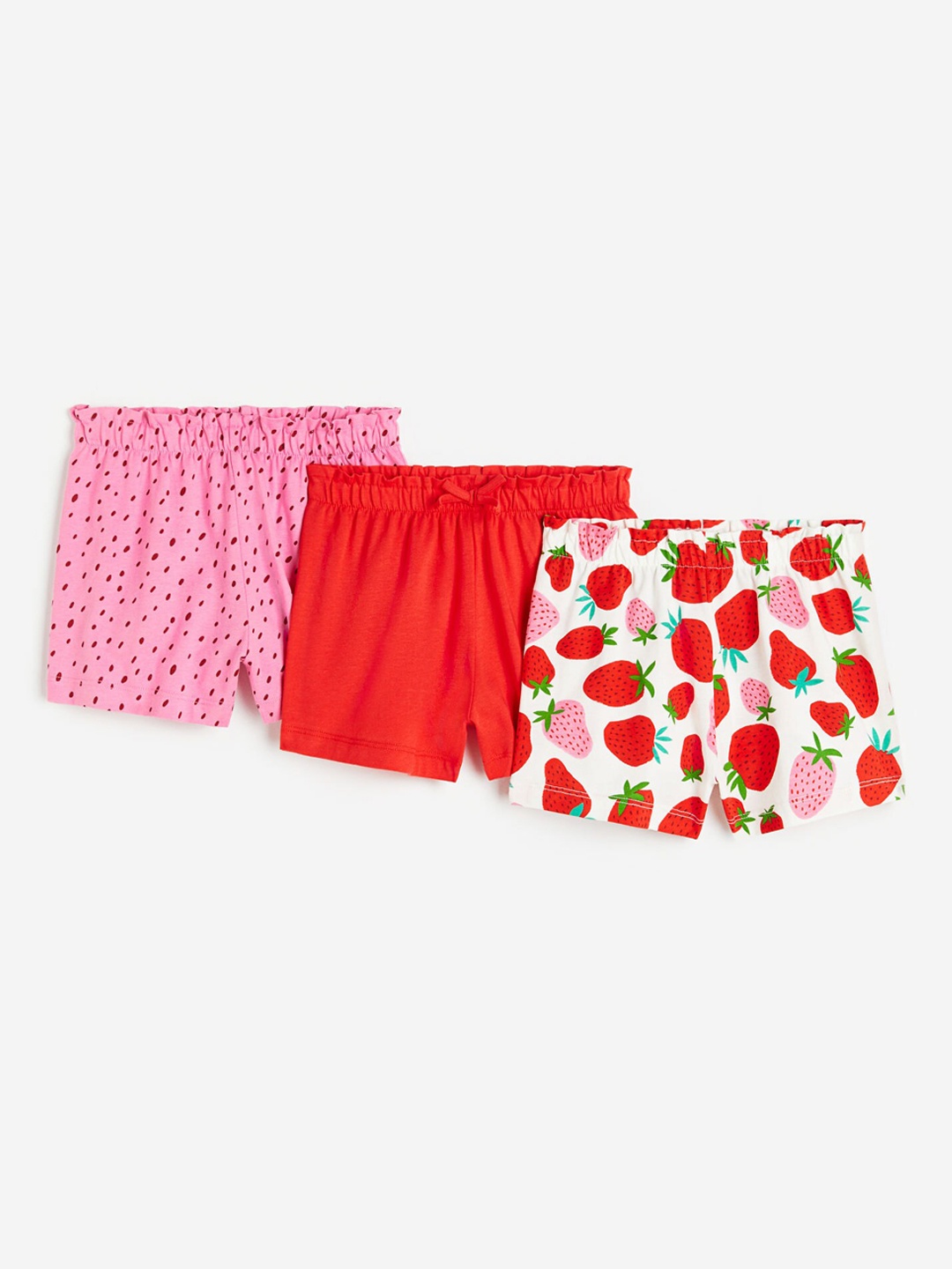

H&M Girls 3-Pack Pure Cotton Jersey Shorts, Pink