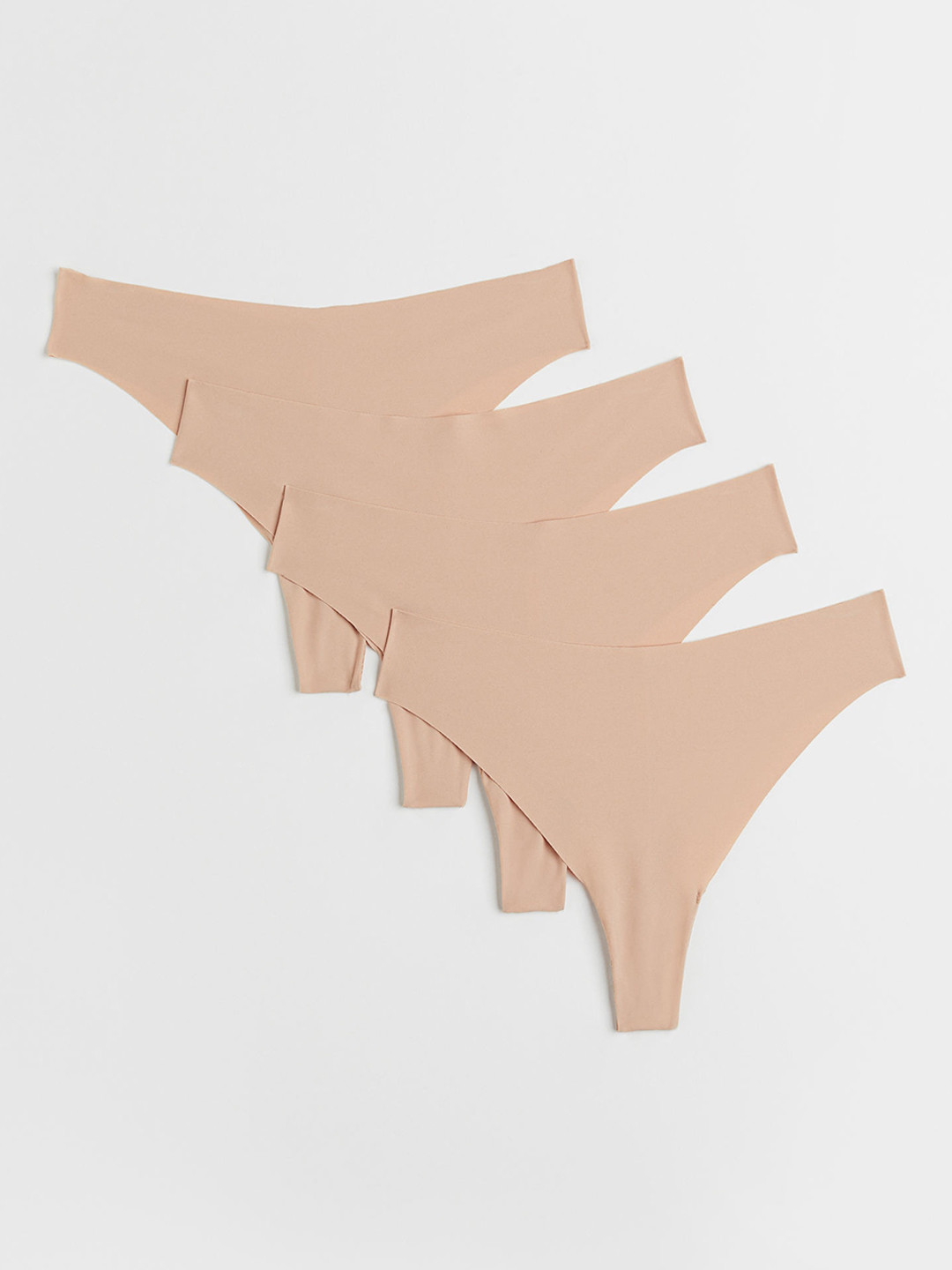 

H&M Women 4-Pack Invisible Brazilian Briefs 1061300001, Beige