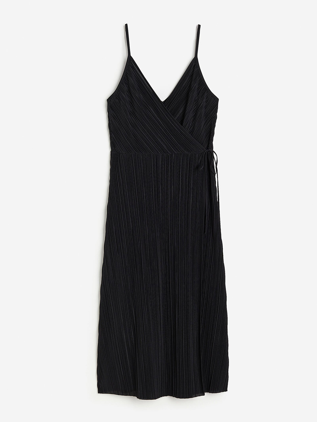

H&M Pleated Wrapover Dress, Black