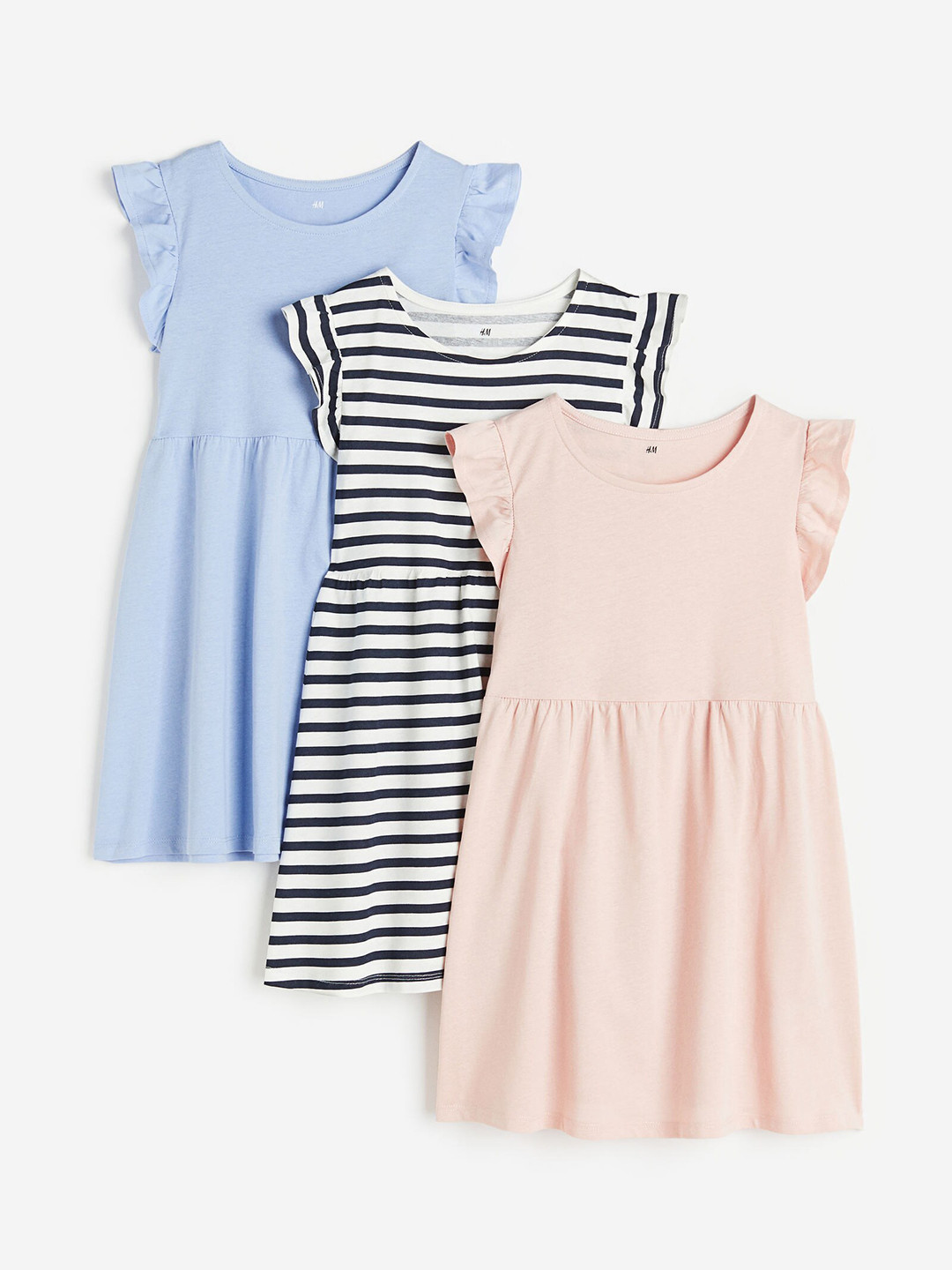 

H&M Girls 3-Pack Jersey Dresses, Blue