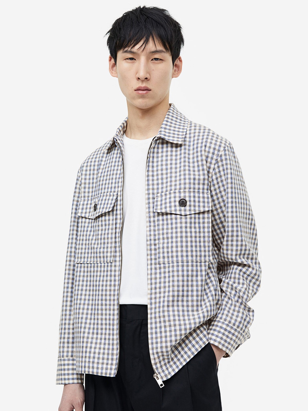 

H&M Men Regular Fit Linen-blend Overshirt, Blue