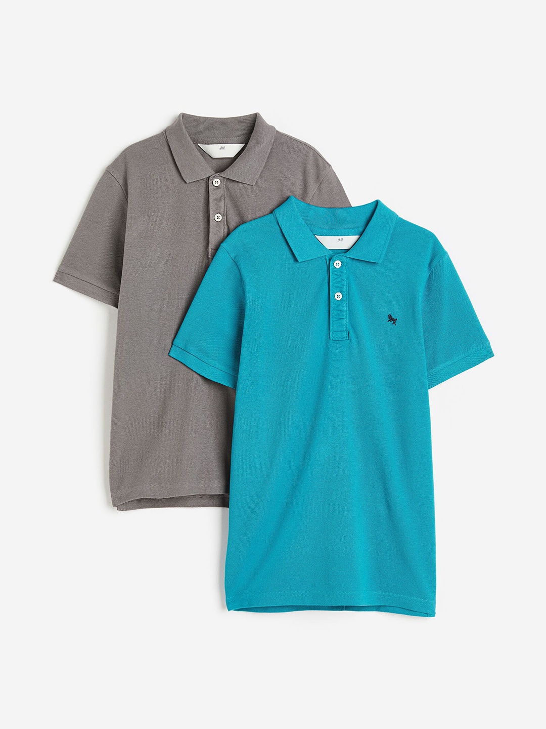 

H&M Boys 2-Pack Polo Shirts, Grey