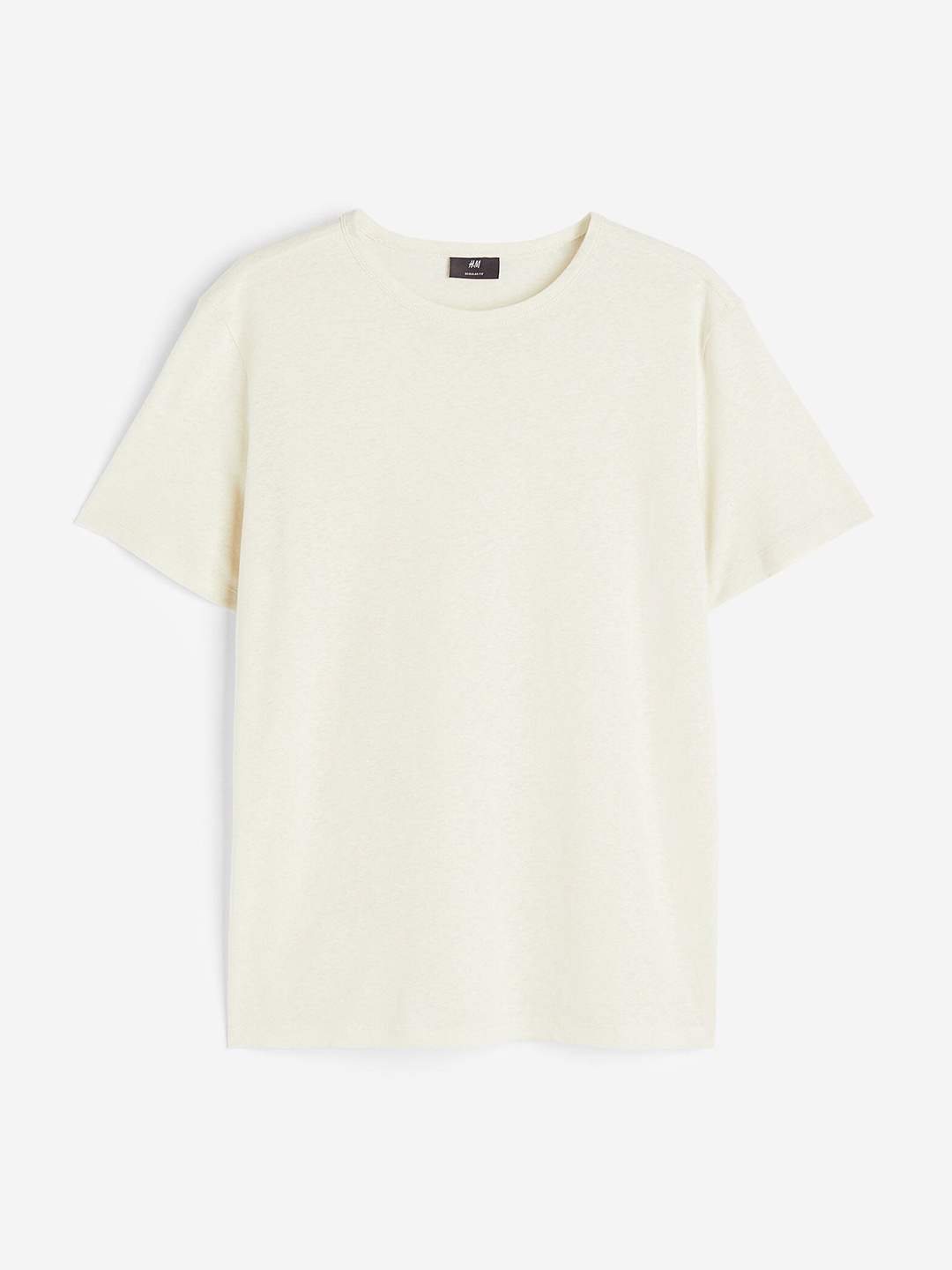 

H&M Men Regular Fit Linen-Blend T-Shirt, White