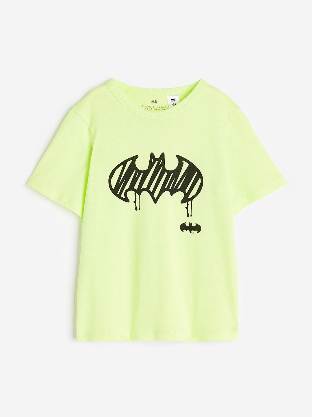 

H&M Boys Batman Printed Cotton T-Shirt, Fluorescent green