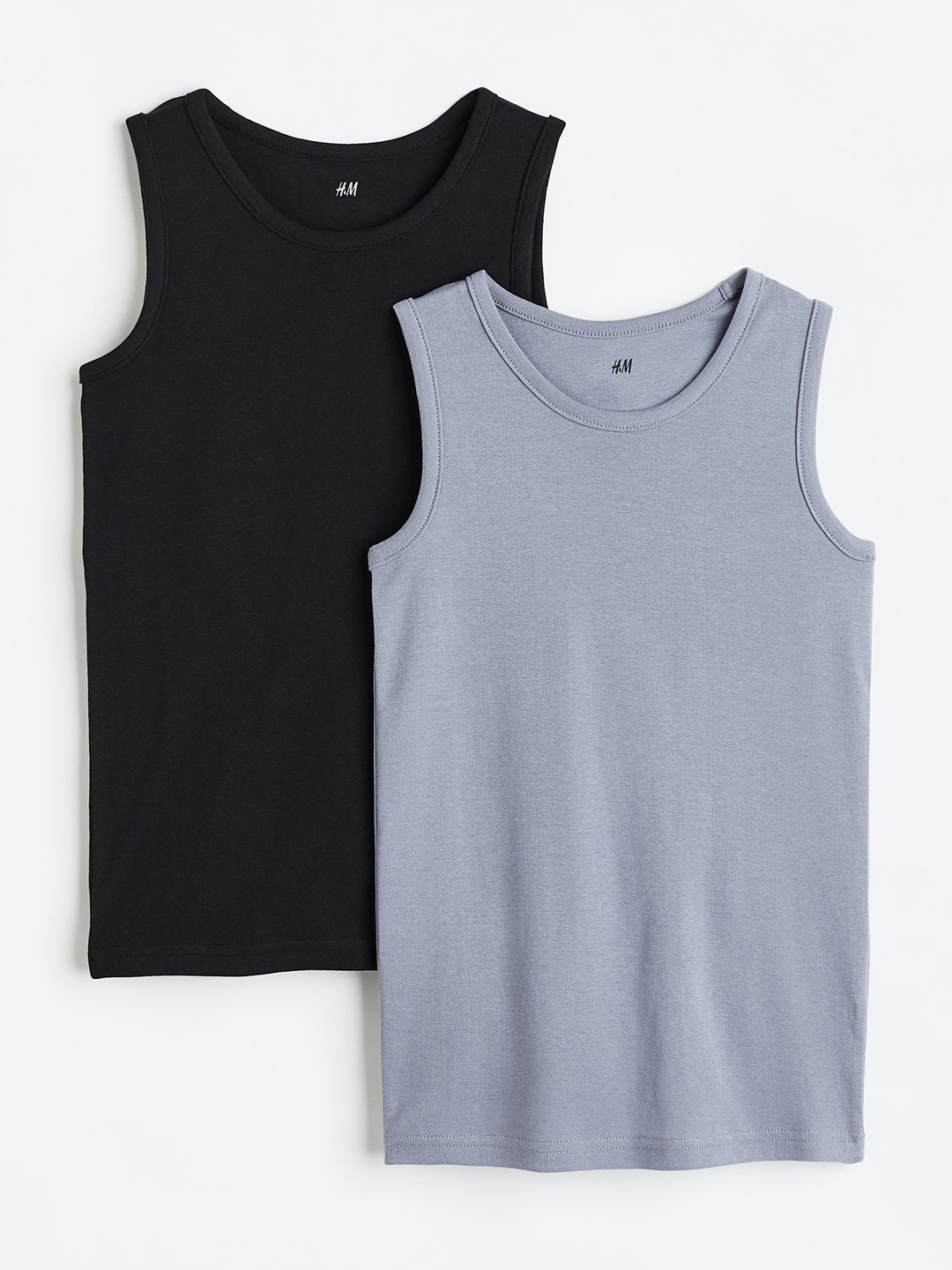

H&M Boys 2-Pack Cotton Vest Tops, Black