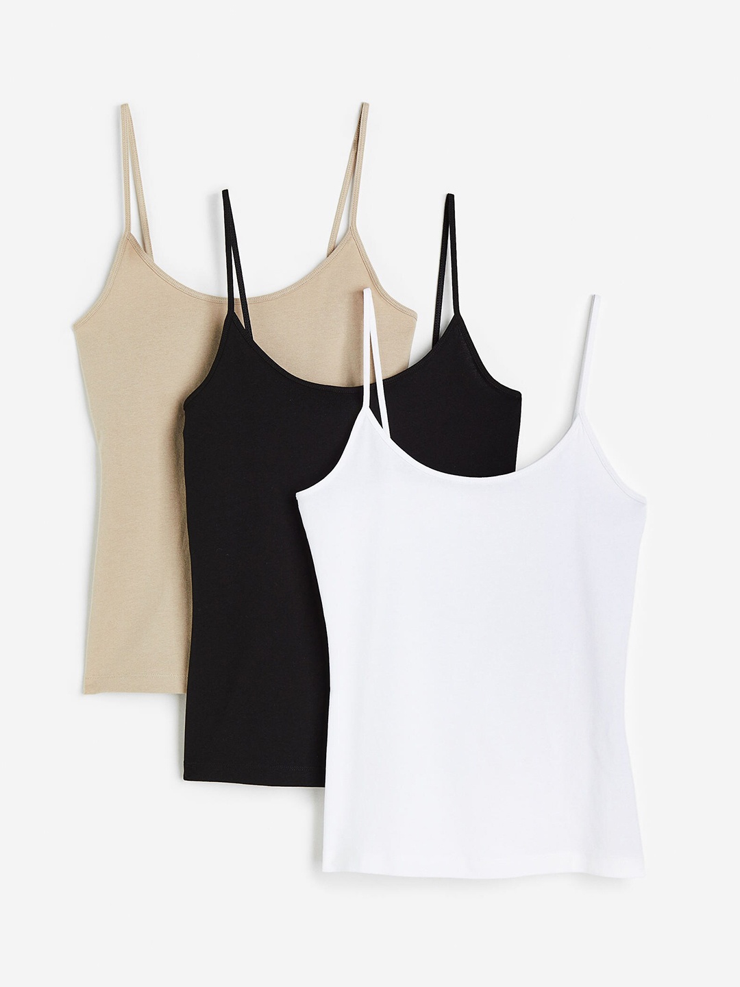 

H&M 3-Pack Strappy Tops, Beige